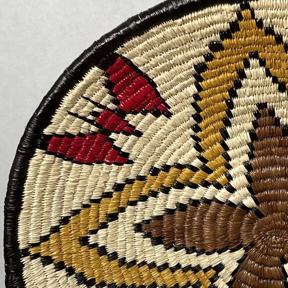 Hand Woven Tray Coil Basket Flower Butterfly 11.75” Wounaan Tribe 1975-Present - Picture 3 of 7